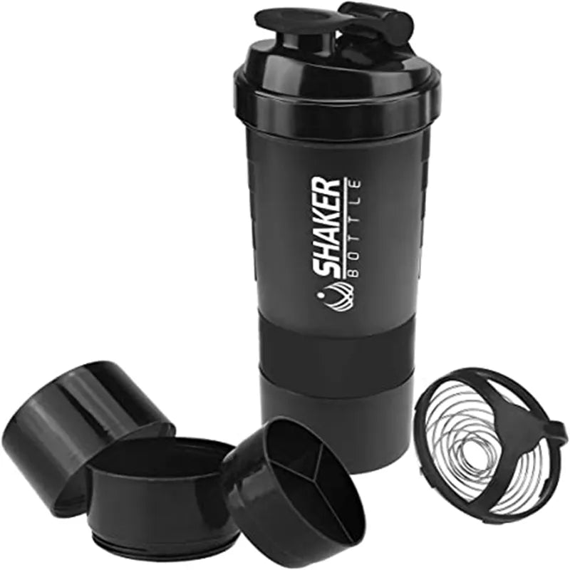 Protein Shaker Cups with Powder Storage Container Mixer Cup Gym Sport Water Bottles